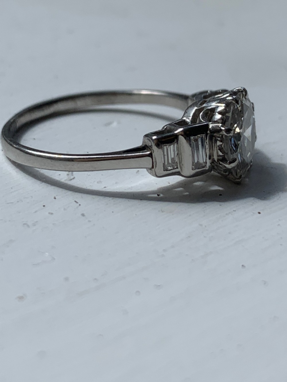 Platinum and Diamond Art Deco Engagement Ring View III