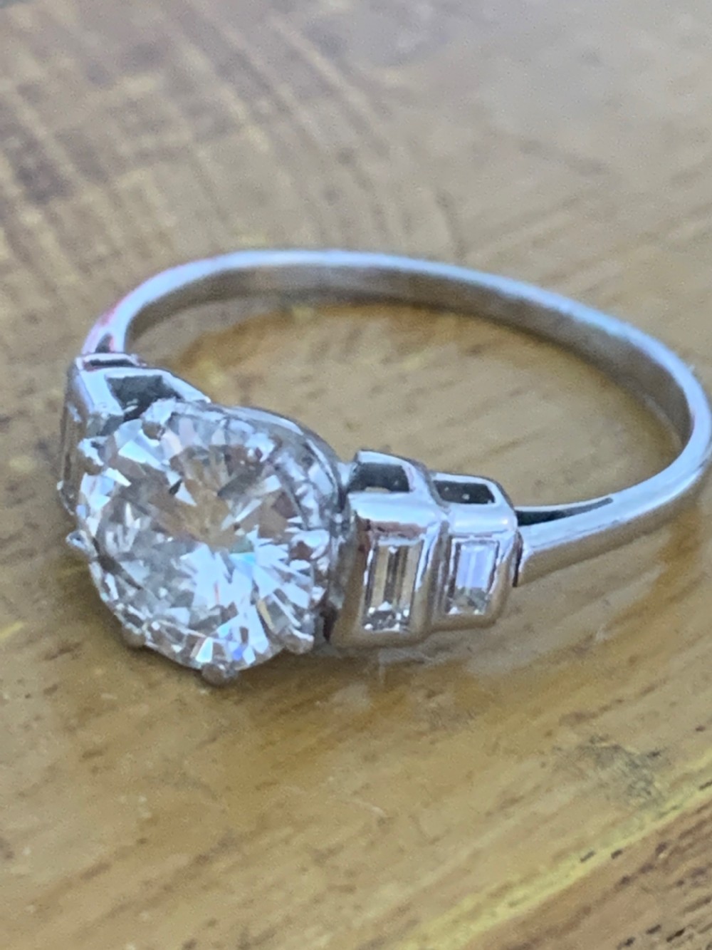 Platinum and Diamond Art Deco Engagement Ring View VIII