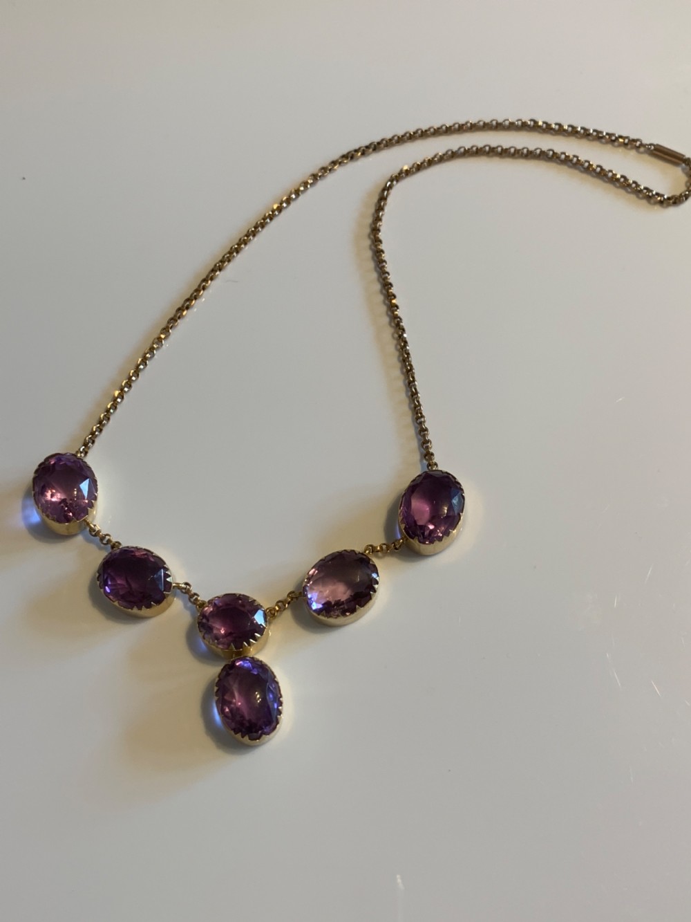 Victorian Antique Amethyst 9ct Gold Necklace