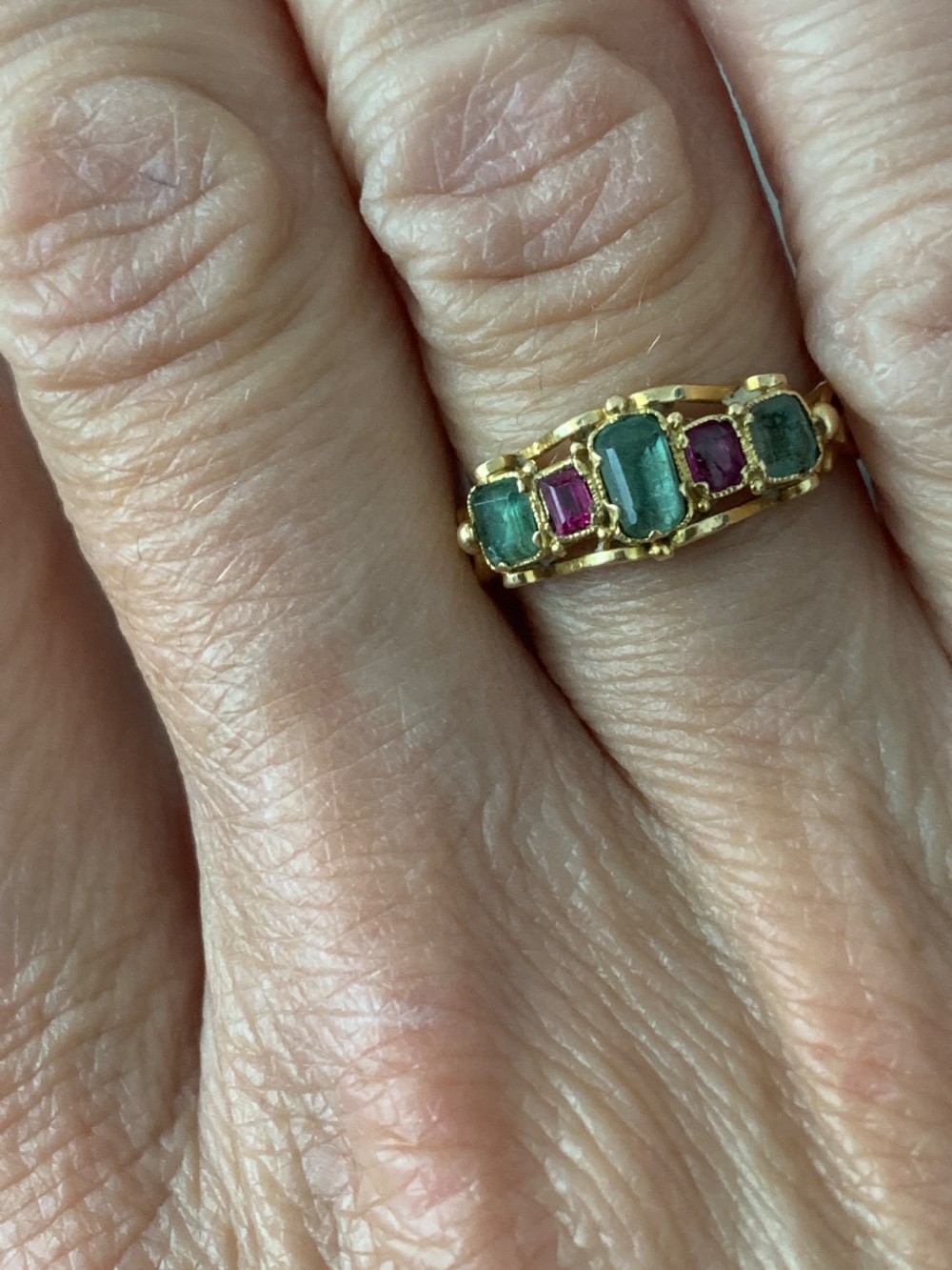 Georgian Emerald and Ruby Ring View II