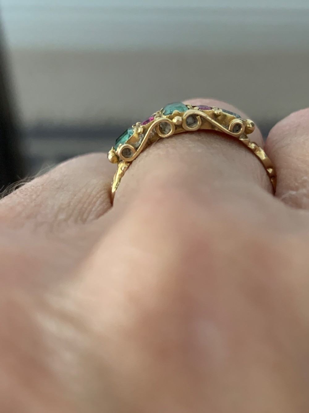 Georgian Emerald and Ruby Ring View III