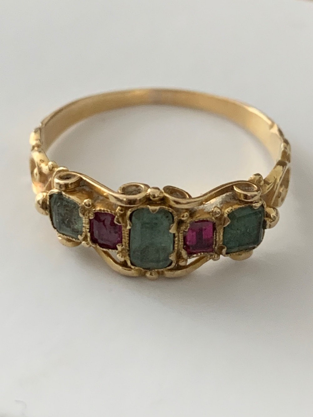 Georgian Emerald and Ruby Ring View V