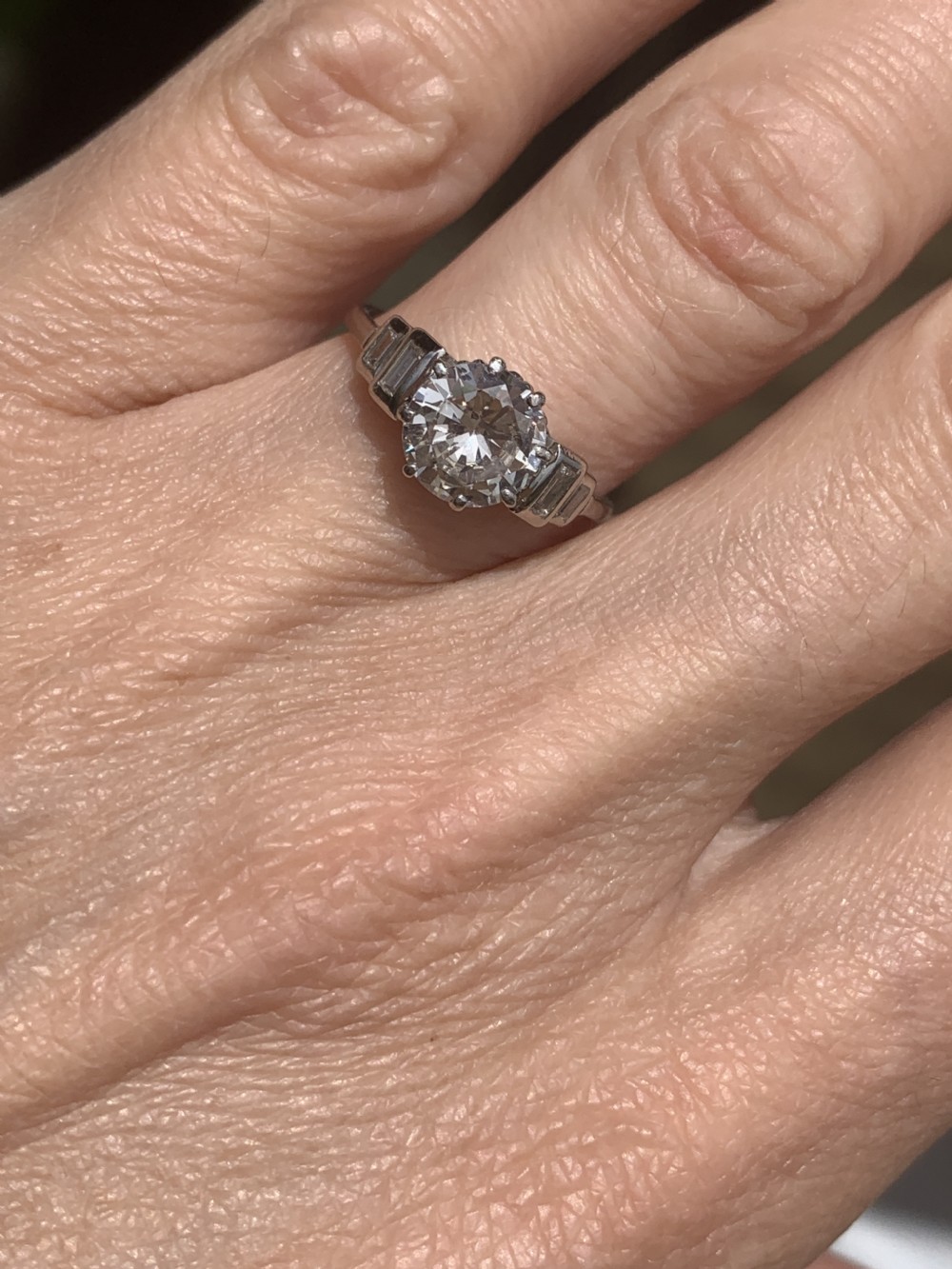 Platinum and Diamond Art Deco Engagement Ring View X