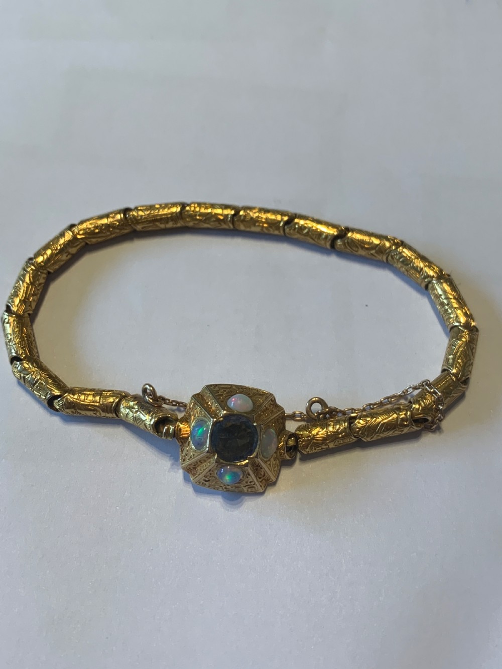 Victorian 18ct Gold  Ceylon Sapphire and Opal Bracelet