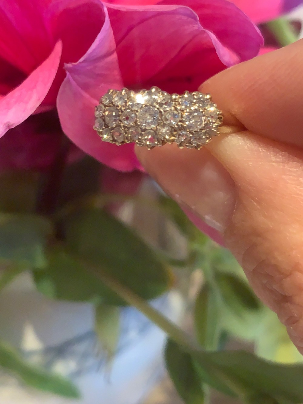 Edwardian Triple Daisyhead Cluster Ring View VIII