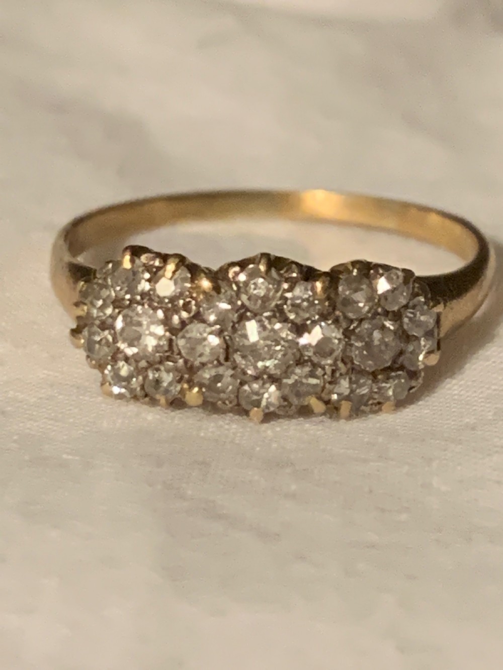 Edwardian Triple Daisyhead Cluster Ring View II