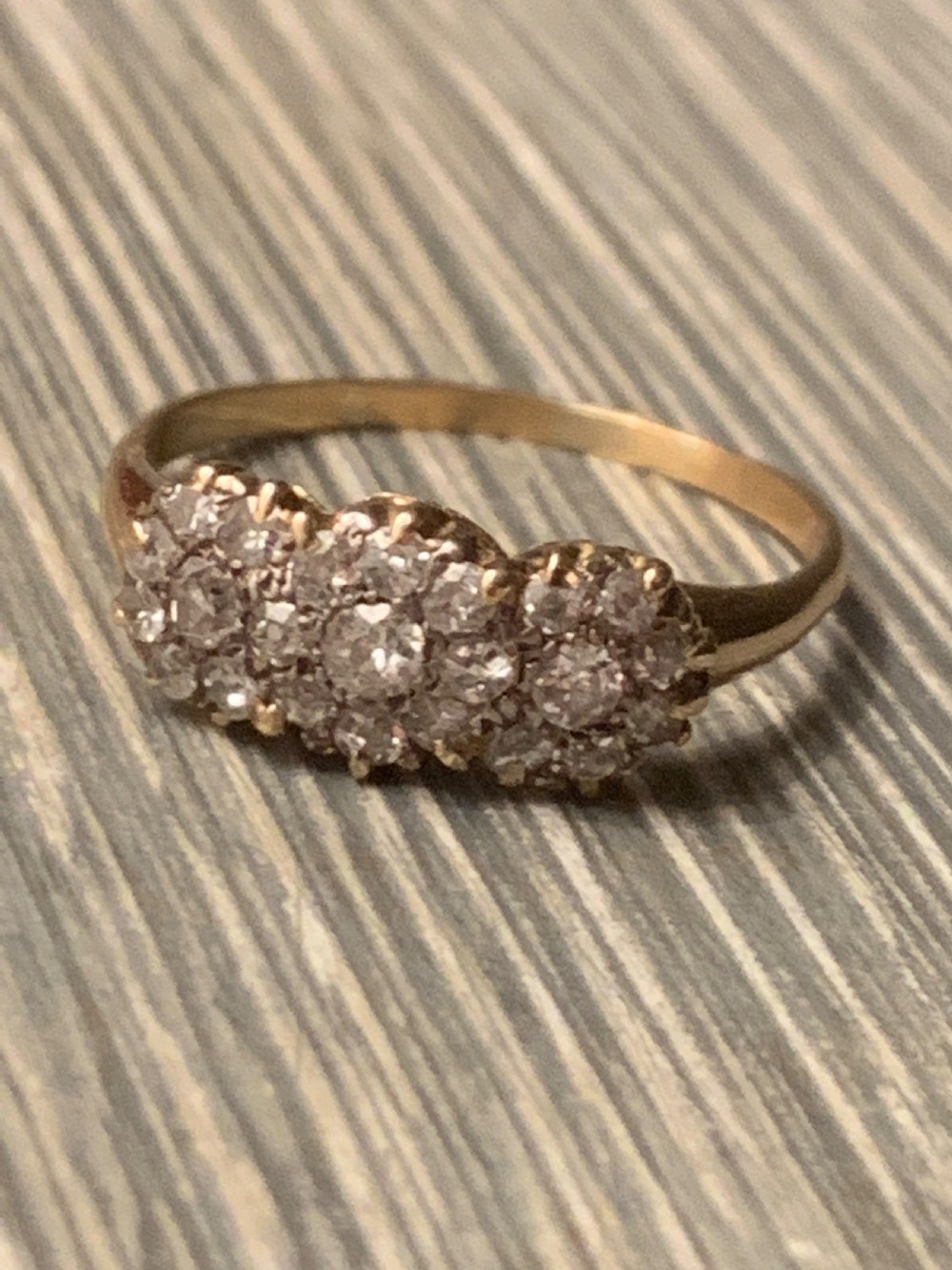 Edwardian Triple Daisyhead Cluster Ring View V