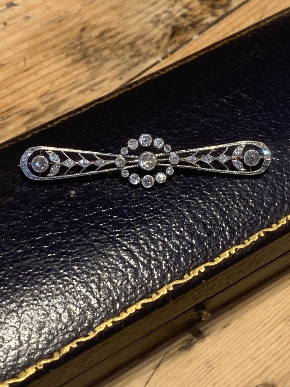 Platinum and Diamond Antique Bar Brooch