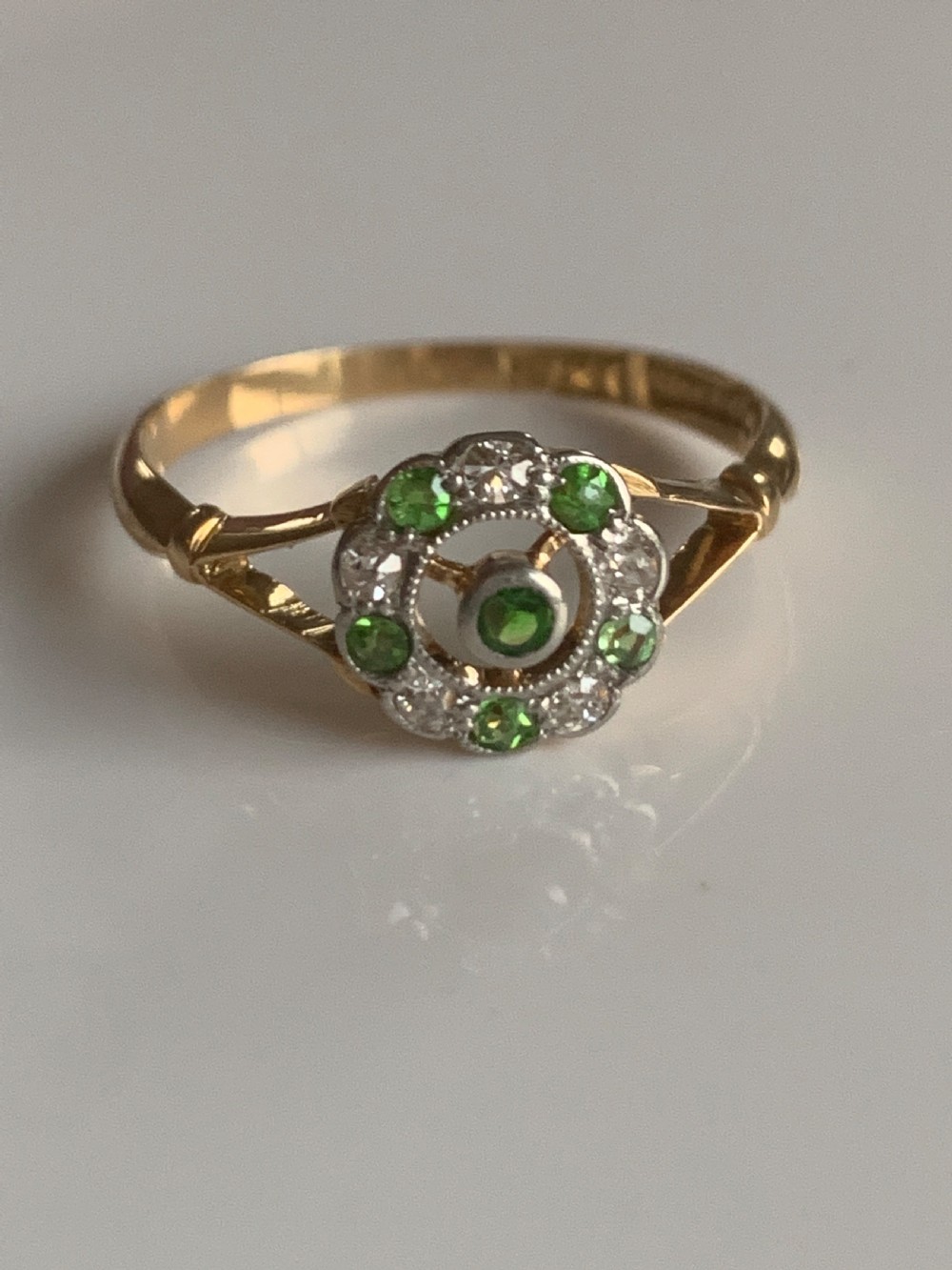 Antique Demantoid Garnet and Diamond 18ct Edwardian  View IV