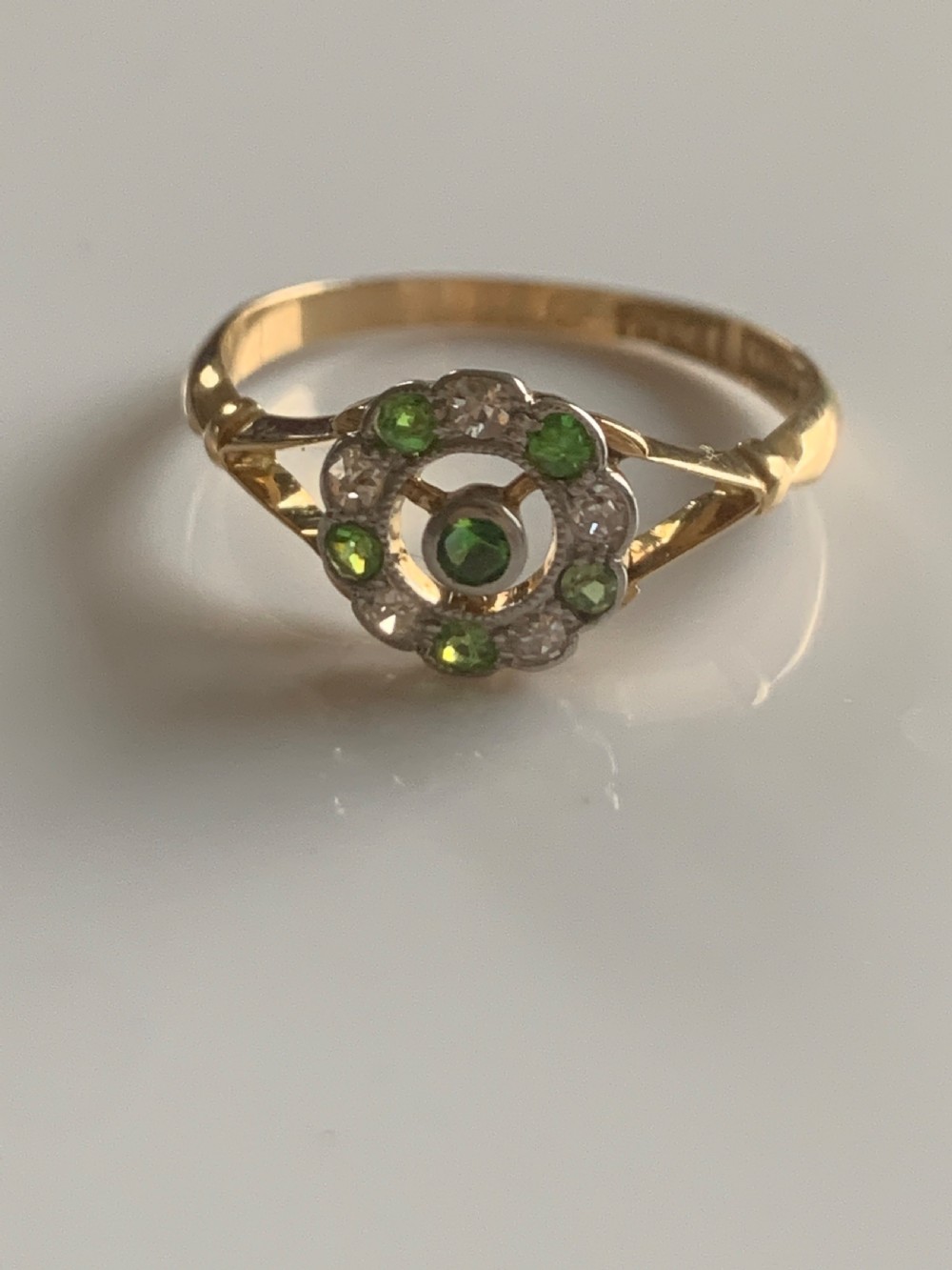 Antique Demantoid Garnet and Diamond 18ct Edwardian  View V