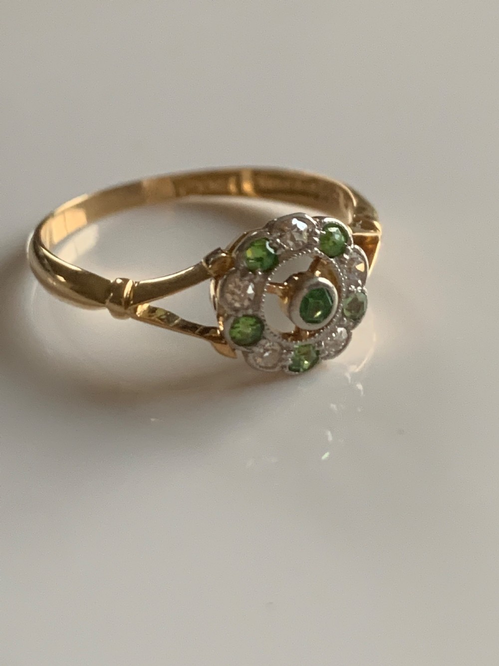 Antique Demantoid Garnet and Diamond 18ct Edwardian  View VII