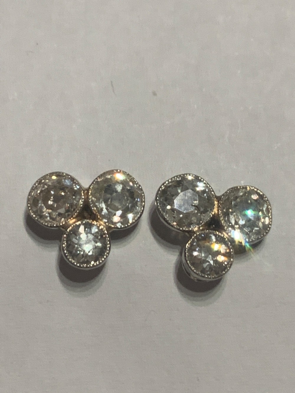 Old European Cut Diamond Cluster Earrings