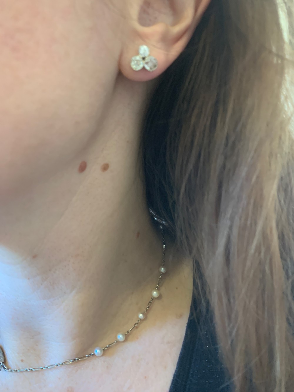 Old European Cut Diamond Cluster Earrings View II