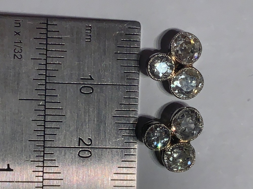 Old European Cut Diamond Cluster Earrings View IV