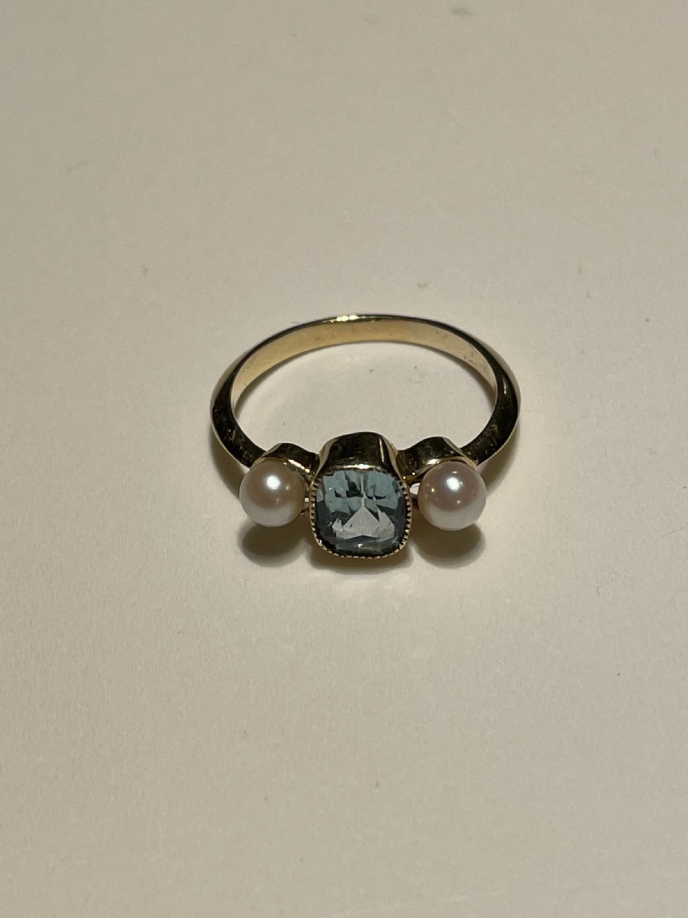 Aquamarine and Pearl Edwardian Ring View V