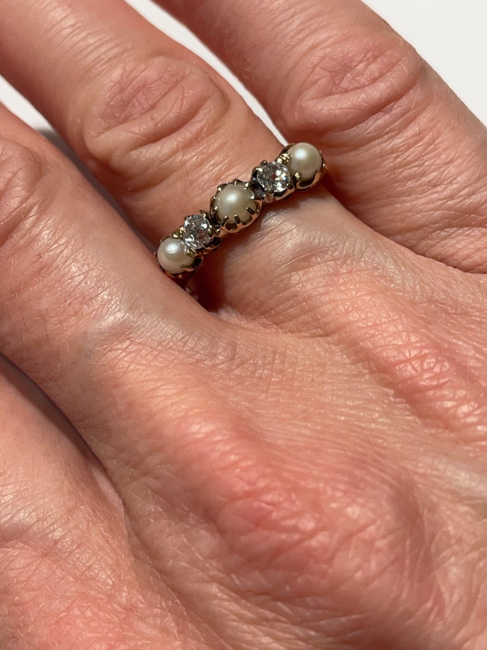 Antique Pearl And Diamond Early 20th Century 18ct Ring View III