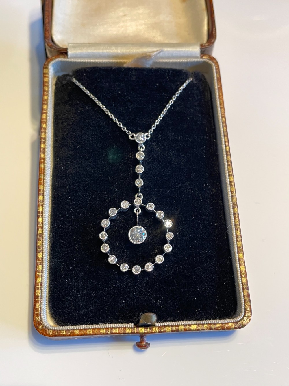 Edwardian Diamond and Platinum Necklace View II
