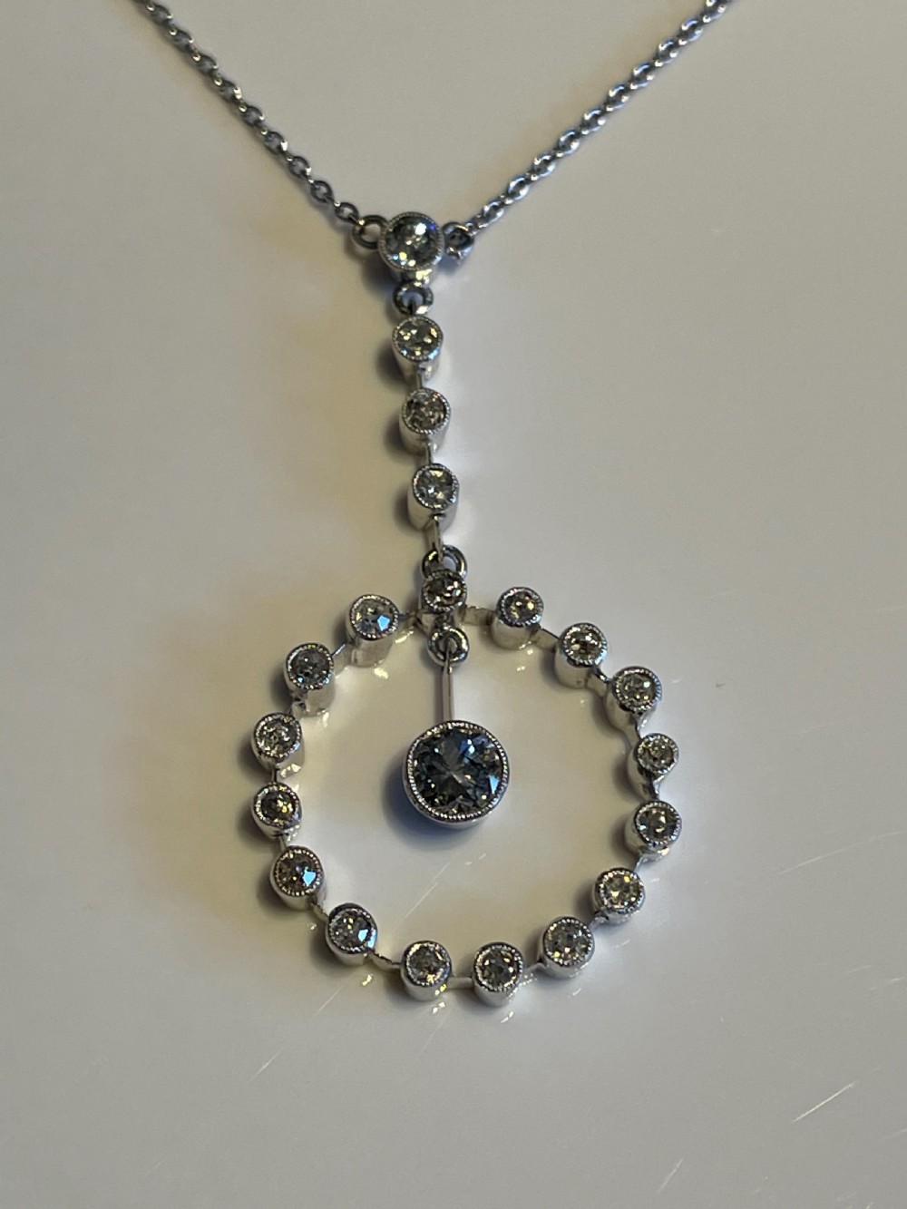 Edwardian Diamond and Platinum Necklace View VI
