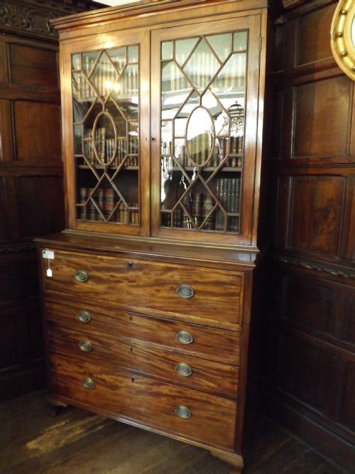 Late C18th George III Period Mahogany Secretaire Book-case