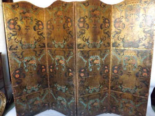 Late C18th/early C19th Dutch Leather Draught Screen .