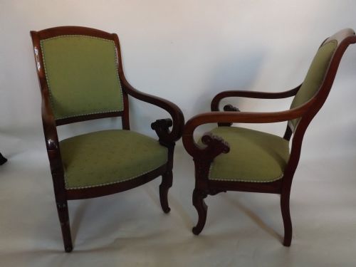 Pair C19th French Empire Mahogany Armchairs