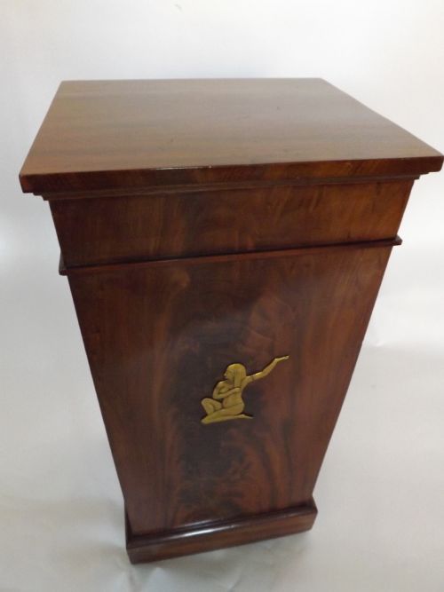 C19th French Empire-style Mahogany Pedestal Tambour Door Bedside Cabinet.