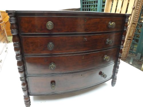 C19th Mahogany Bow-front Chest of Drawers