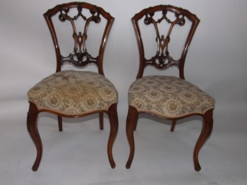 Set 6 C19th Victorian Walnut Cabriole-leg Dining/salon Chairs