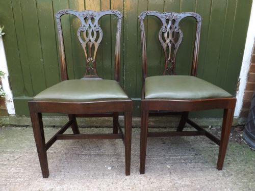 SET OF 6 LATE C19TH CHIPPENDALE DESIGN MAHOGANY DINING CHAIRS