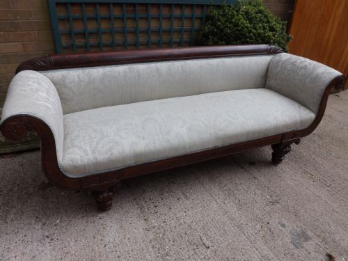 C19th Mahogany Double Scroll-end Settee