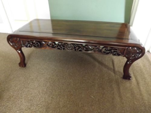 Late C19th Chinese Carved Hardwood 'Kang' or Opium Table