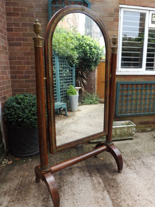 C19th French Empire Period Mahogany and Ormolu-mounted  'Cheval ' or Psyche , Robing Mirror