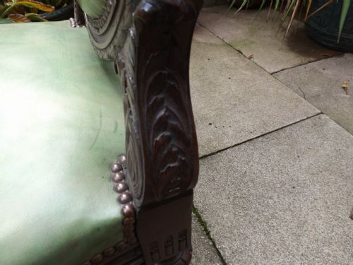 LATE C19TH MATCHED PAIR OF GEORGE III STYLE MAHOGANY LIBRARY ARMCHAIRS - ADDITIONAL PHOTO 9