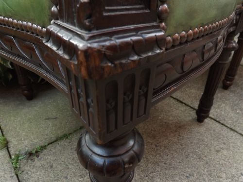 LATE C19TH MATCHED PAIR OF GEORGE III STYLE MAHOGANY LIBRARY ARMCHAIRS - ADDITIONAL PHOTO 11