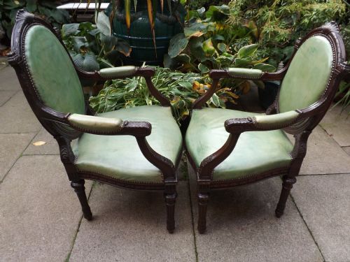 LATE C19TH MATCHED PAIR OF GEORGE III STYLE MAHOGANY LIBRARY ARMCHAIRS - ADDITIONAL PHOTO 4