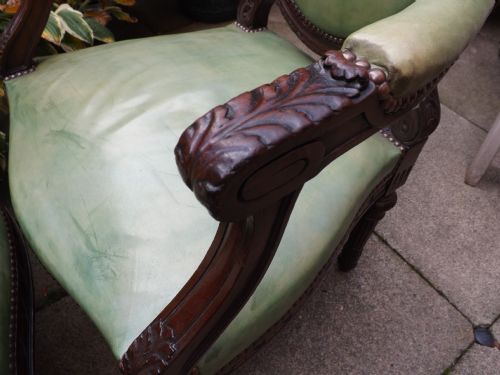 LATE C19TH MATCHED PAIR OF GEORGE III STYLE MAHOGANY LIBRARY ARMCHAIRS - ADDITIONAL PHOTO 6