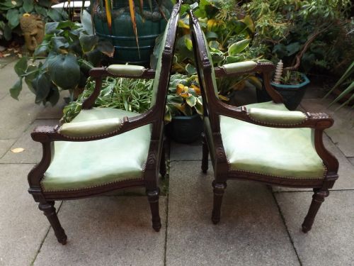 LATE C19TH MATCHED PAIR OF GEORGE III STYLE MAHOGANY LIBRARY ARMCHAIRS - ADDITIONAL PHOTO 13