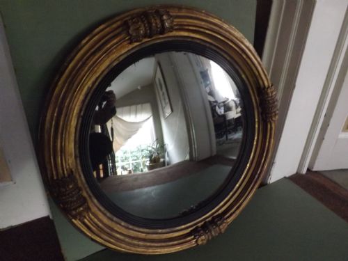 C19th Regency Period Gilt-wood Framed Convex Mirror.
