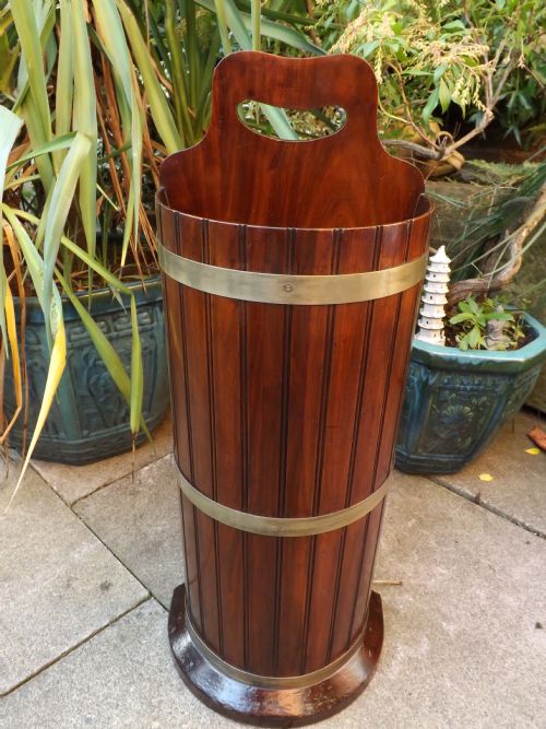 C19th Mahogany Stick/umbrella Stand with Brass Bands.