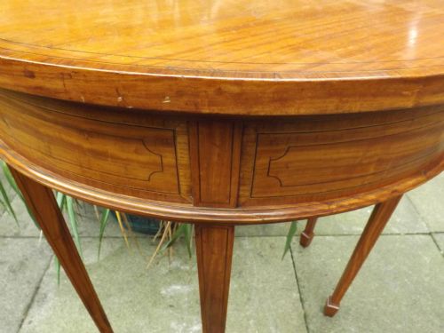 LATE C19TH EDWARDIAN PERIOD SATINWOOD DEMILUNE CONSOLEPIER TABLE - ADDITIONAL PHOTO 1