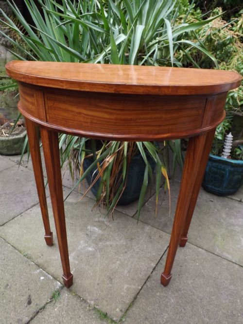 LATE C19TH EDWARDIAN PERIOD SATINWOOD DEMILUNE CONSOLEPIER TABLE - ADDITIONAL PHOTO 9