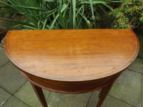LATE C19TH EDWARDIAN PERIOD SATINWOOD DEMILUNE CONSOLEPIER TABLE - ADDITIONAL PHOTO 12
