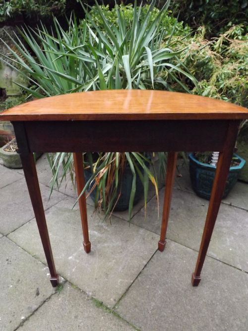LATE C19TH EDWARDIAN PERIOD SATINWOOD DEMILUNE CONSOLEPIER TABLE - ADDITIONAL PHOTO 2