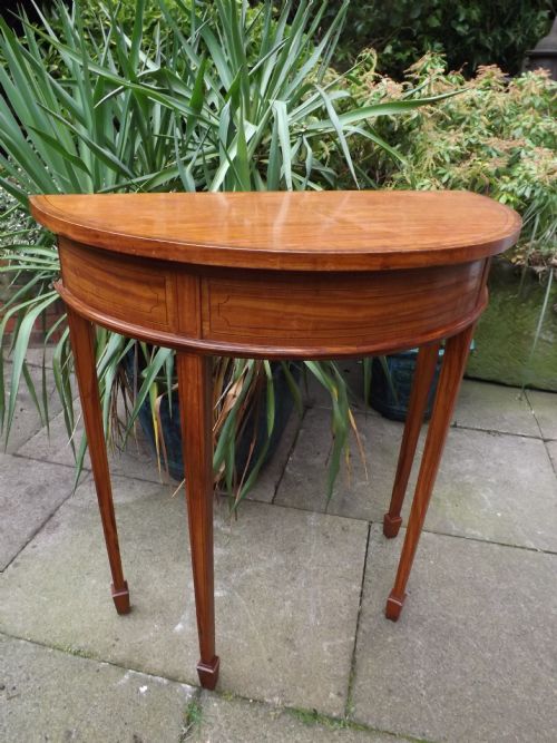 LATE C19TH EDWARDIAN PERIOD SATINWOOD DEMILUNE CONSOLEPIER TABLE - ADDITIONAL PHOTO 7