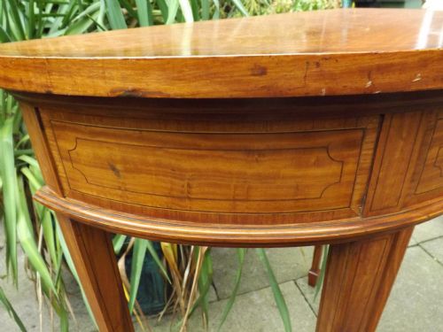LATE C19TH EDWARDIAN PERIOD SATINWOOD DEMILUNE CONSOLEPIER TABLE - ADDITIONAL PHOTO 8