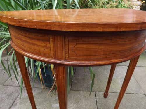 LATE C19TH EDWARDIAN PERIOD SATINWOOD DEMILUNE CONSOLEPIER TABLE - ADDITIONAL PHOTO 14