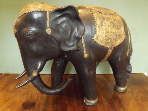 Late C19th Asian Bronze Study of a Caparisoned Elephant.