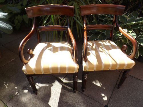 fig 1. Pair of early C19th Regency mahogany armchairs.