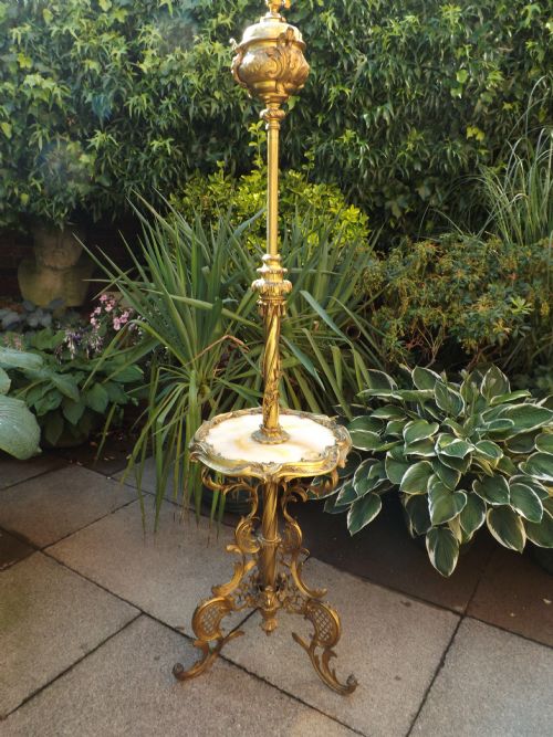 Late C19th Gilded Brass and Onyx Standard Lamp