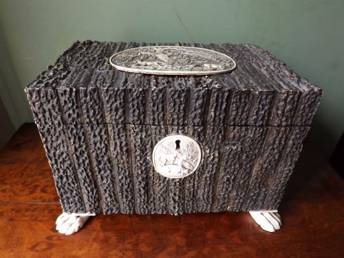 Late C19th South German Stag's Antler-horn and Ivory Tea Caddy .